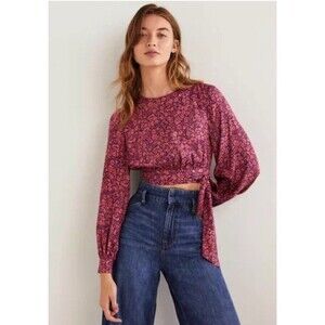 Boden floral viscose wrap top size 10